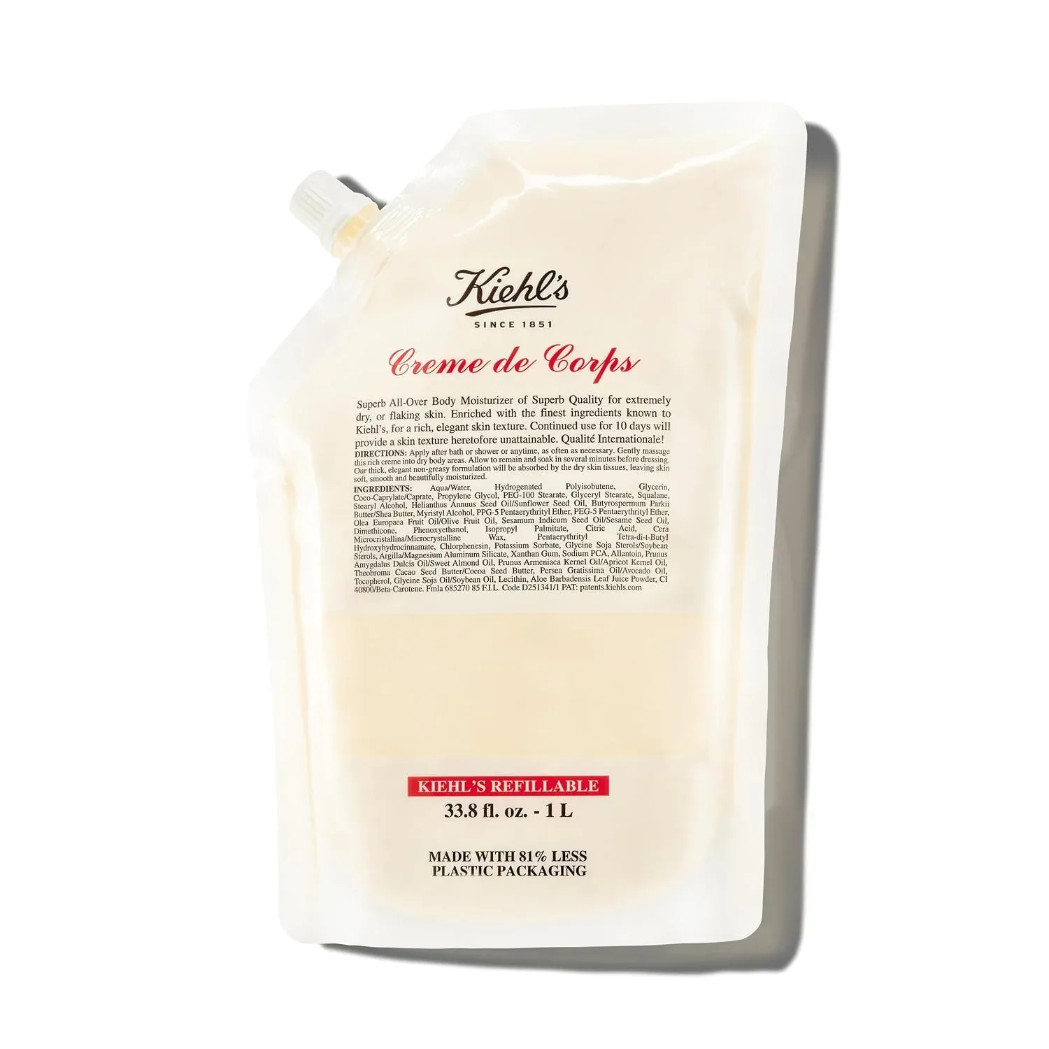 Kiehl's - Creme de Corps Body Lotion, Fast Hydration - 33.8oz Refill
