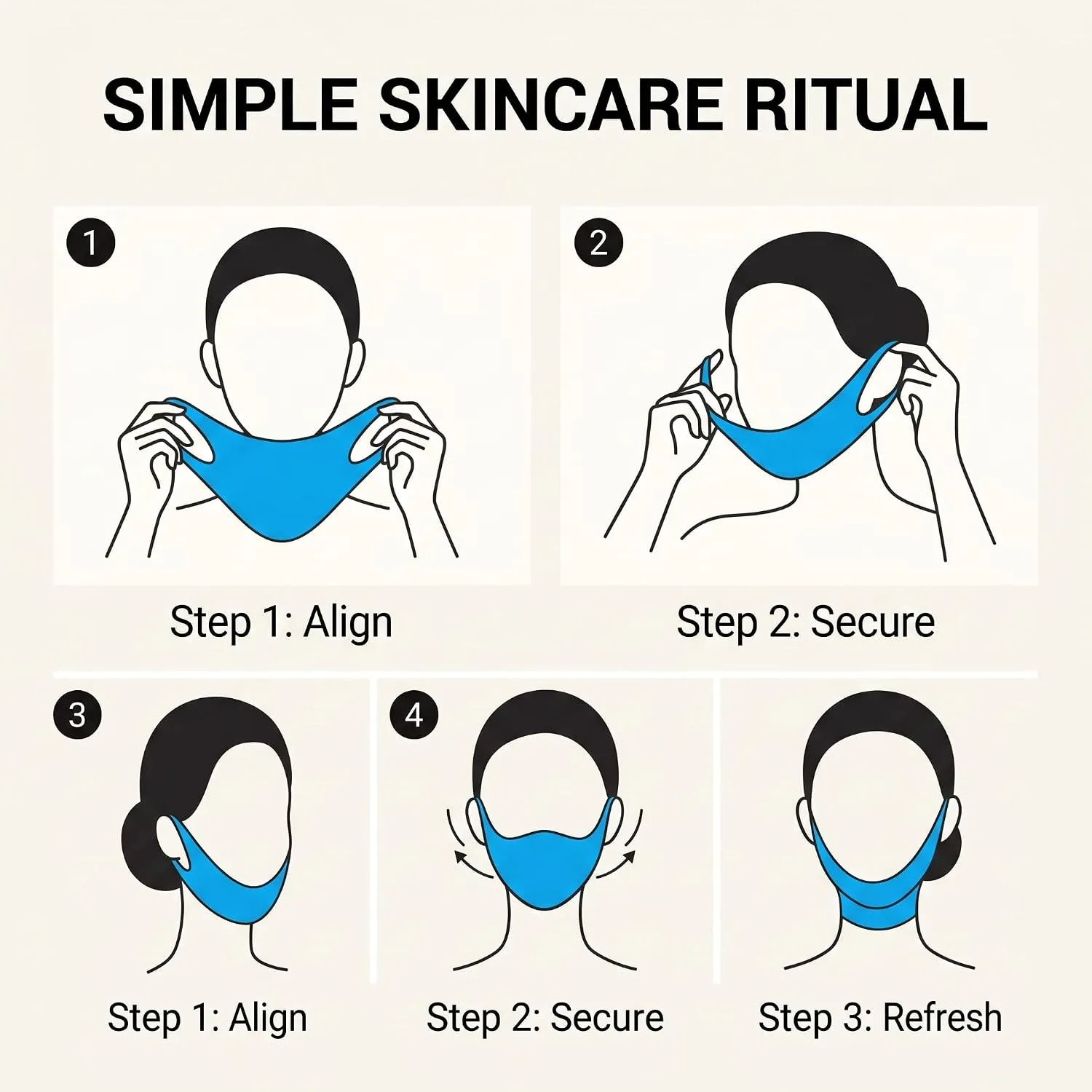V Line Lifting Collagen Mask, 5 Pcs Double Chin Reducer & Jawline Care Blue