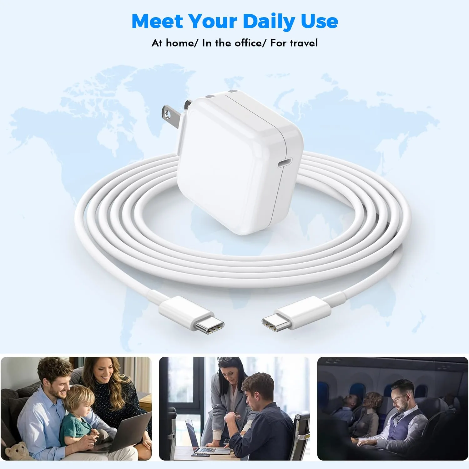 USB C Charger for MacBook Air MacBook Pro 13 14 15 16 inch,M1 M2 M3 Apple Laptop Charge,2Pack 30W USBC Power Adapter,Compatible with iPhone 17/16/15 Pro Max,10FT Extra Long Cable Mac Book Pro,iPad Pro