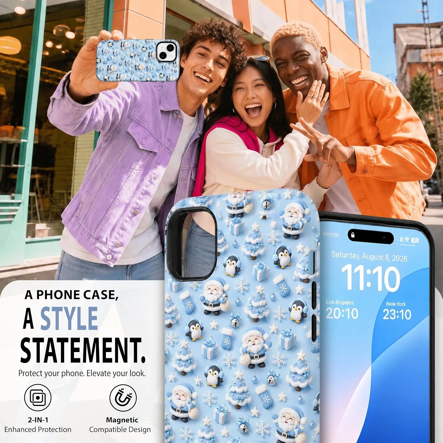 Magnetic for iPhone 15 Baby Blue Phone Case, Cute