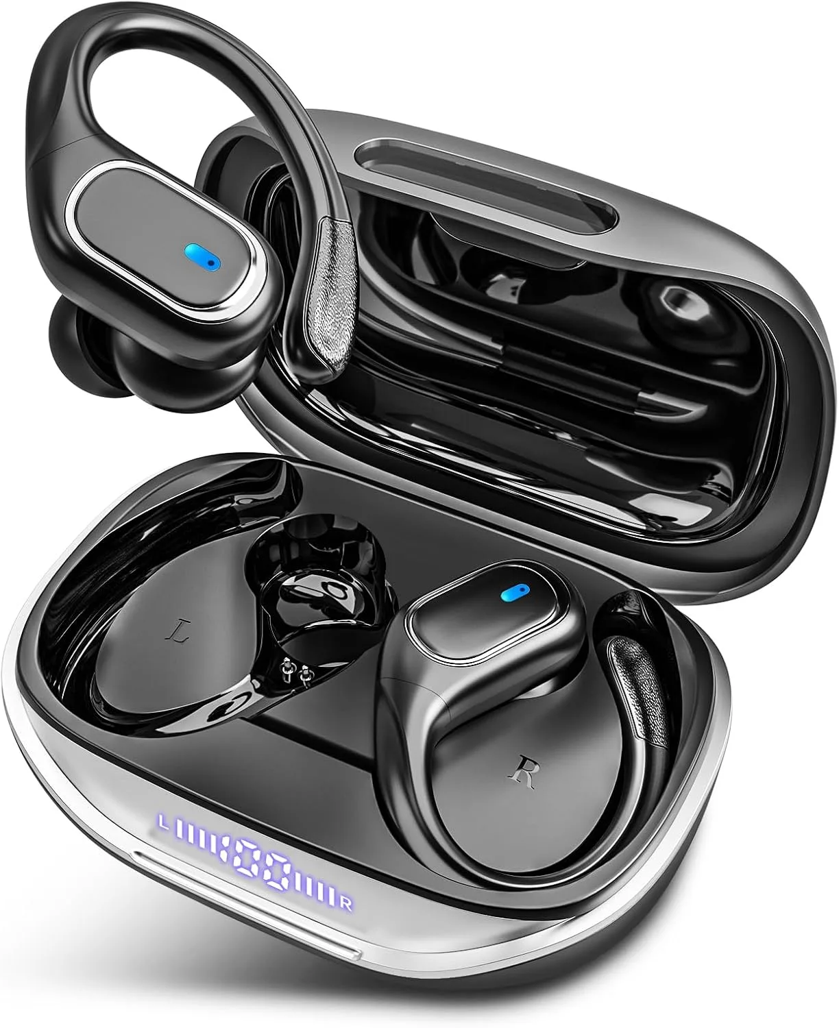HAOYUYAN Wireless Earbuds, Sports Bluetooth Headphones, 80Hrs Playtime Ear Buds with LED Power Display, Noise Canceling Headset, IPX7 Waterproof Earphones for Workout/Running
