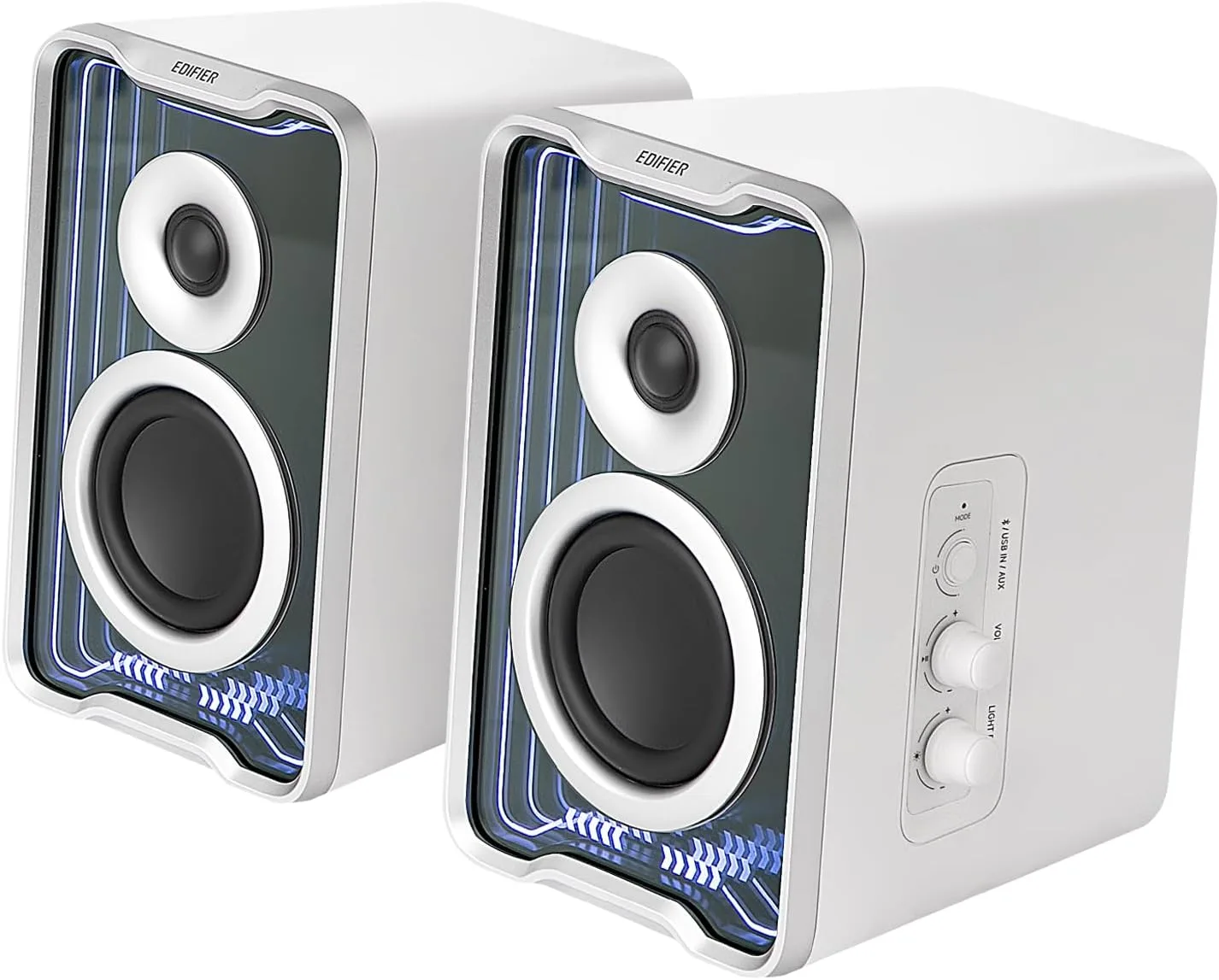 Edifier QR30 RGB Light Desktop Computer Gaming Speakers, 30W RMS, White