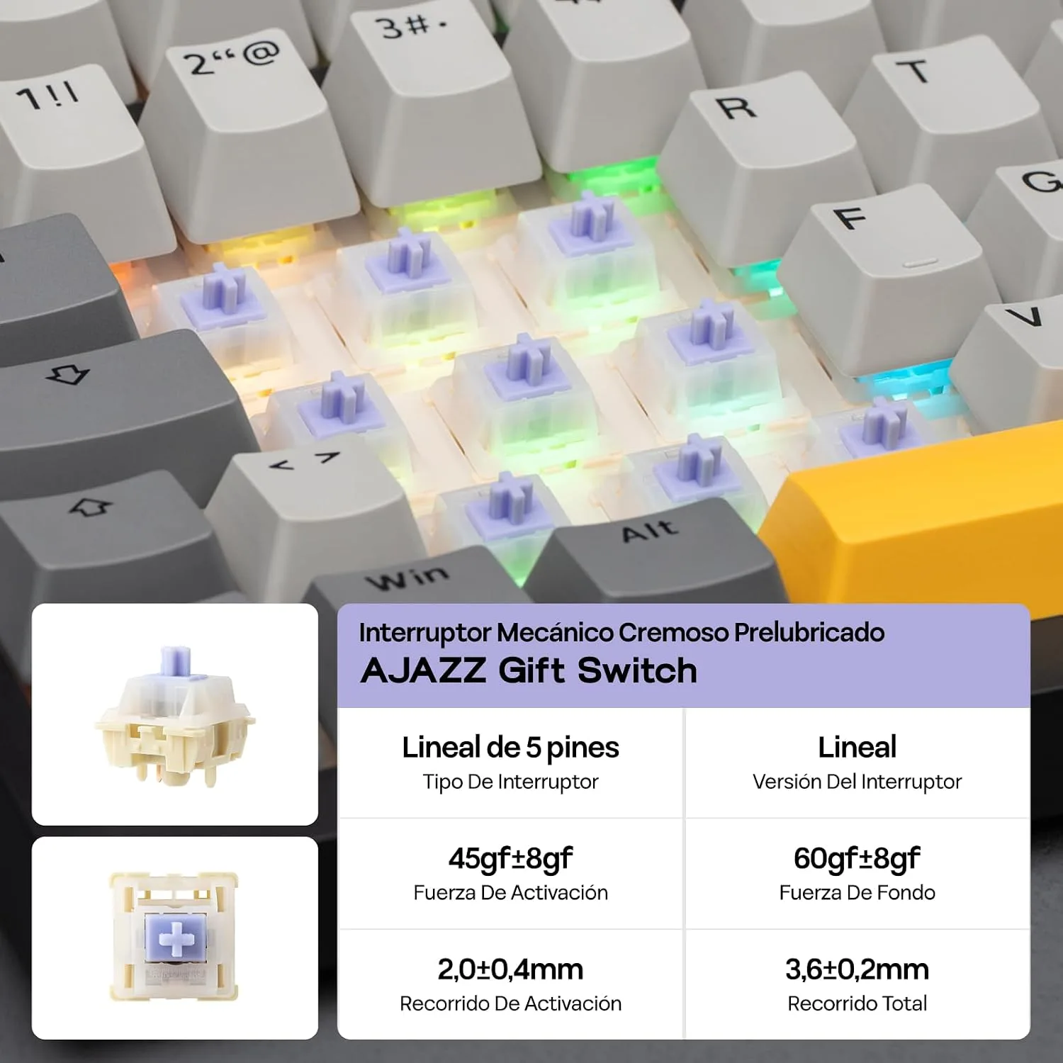 EPOMAKER Ajazz AK820 PRO Teclado Mecánico Inalámbrico con Perilla