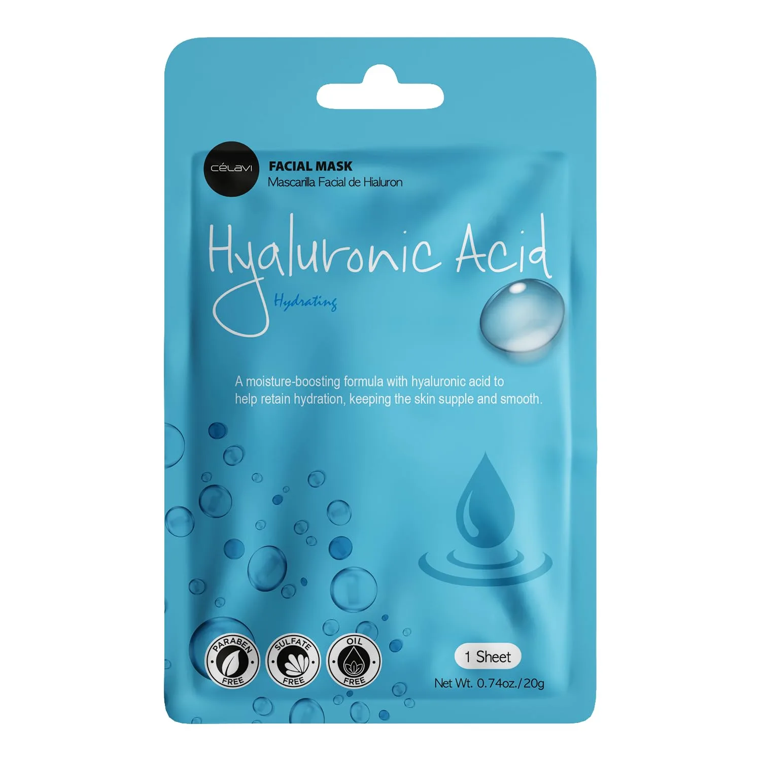 Celavi Korean Face Mask Sheet Set, Spa Masks, 12 Pack Hyaluronic Acid