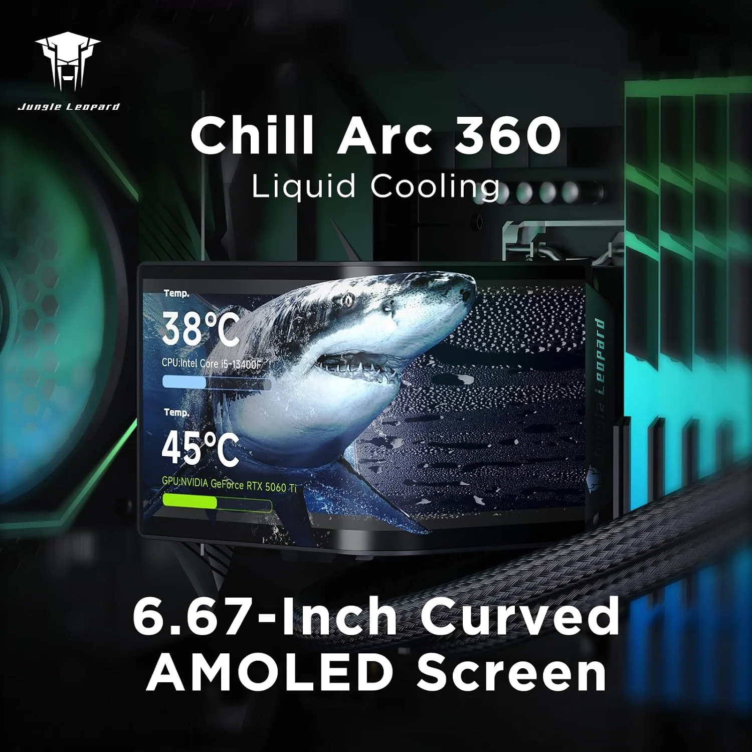Chill Arc 360mm AIO CPU Cooler, 6.67" 2K AMOLED Screen-BK