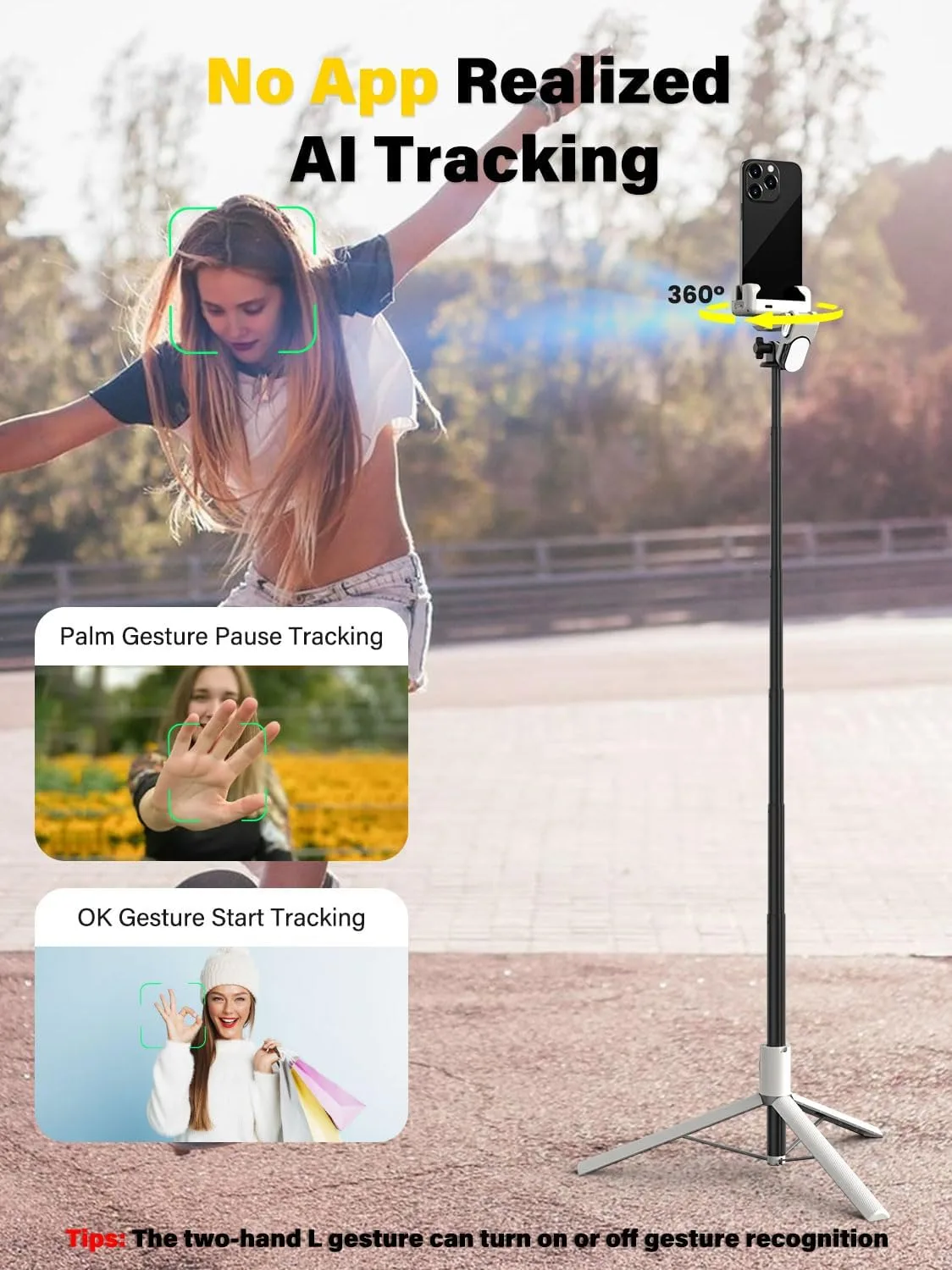 AOCHUAN M2PRO White Smartphone Gimbal Stabilizer, 4-in-1 Phone Stabilizer