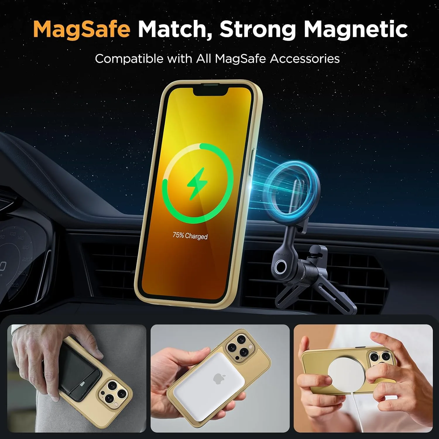 miracase Magnetic for iPhone 13 Pro Case 6.1 inch (Compatible with MagSafe)（with 2X Screen Protectors） Military-Grade Protection, Anti-Fingerprint Translucent Matte Phone Case Cover, Light Yellow