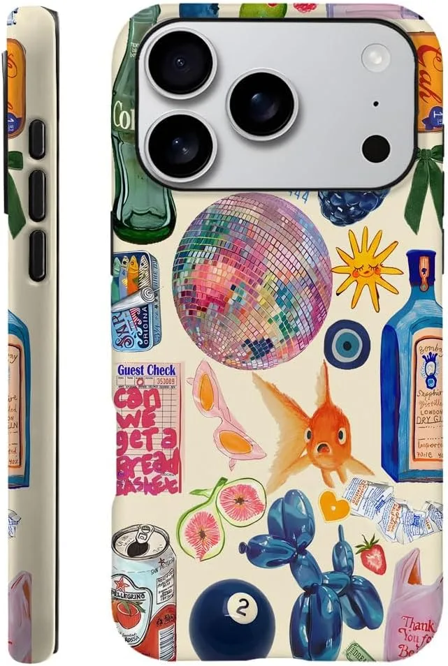 Case Compatible with iPhone 18 Pro/iPhone 17 Pro,Fall Prevention Hybrid 2-Layer Hard Shell Phone Cover for Girls Boys,Collage European Disco