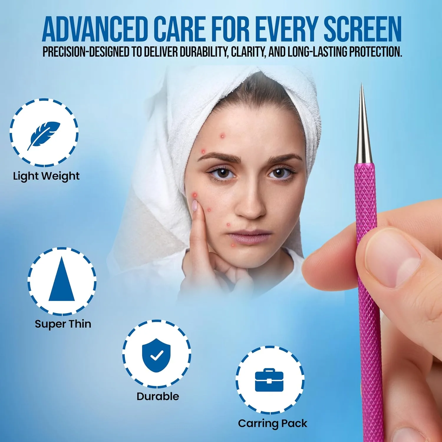 2Pcs Stainless Steel Pimple Extractor Acne Tool Surgical Blackhead Remover