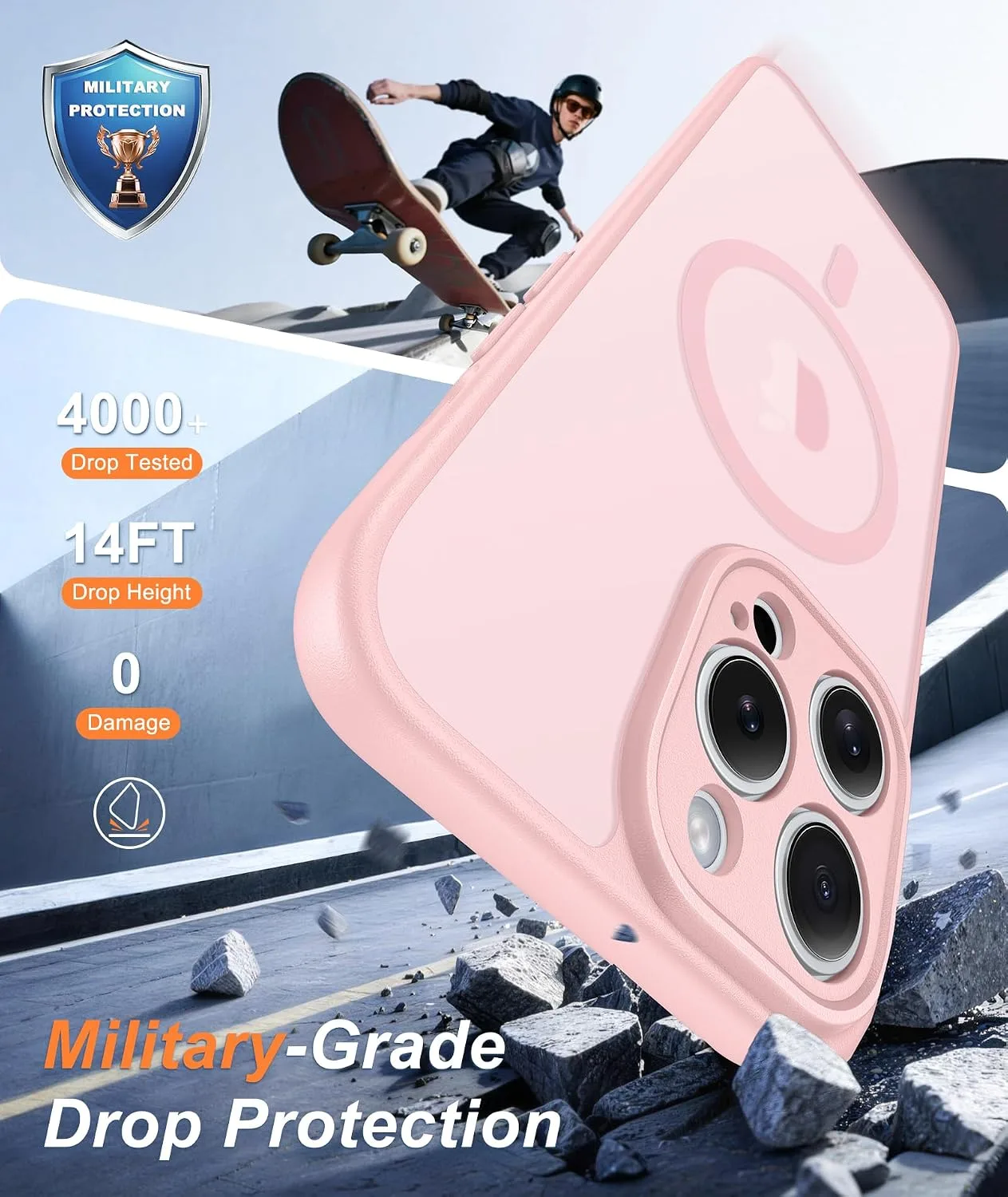 FNTCASE for iPhone 14 Pro Max Case Fit for MagSafe Pink