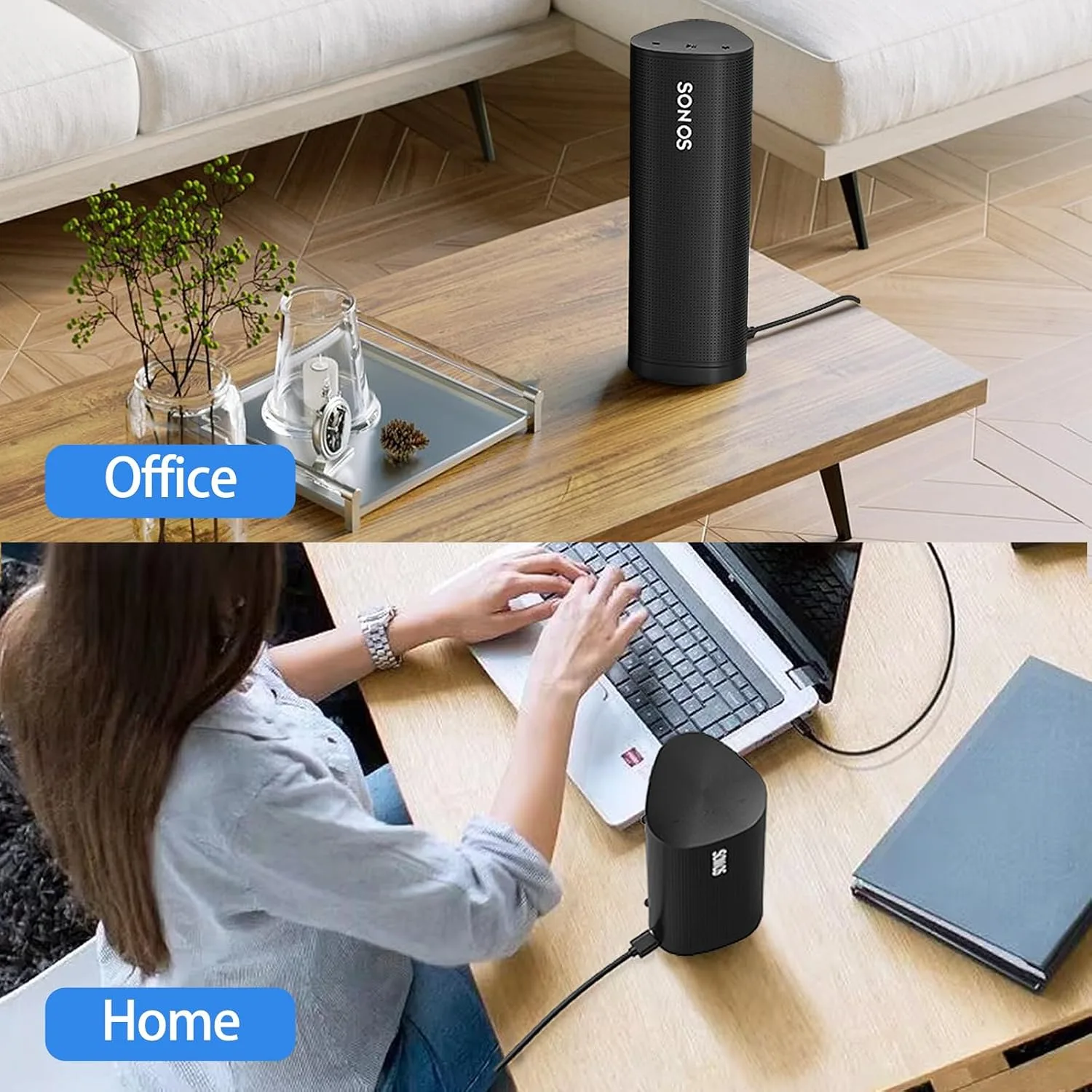 Wireless Charger Compatible with Sonos Roam Gen 2nd/1st, Magnetic Charging Base, Power up Charging Dock for Portable Bluetooth Speaker for Sonos Roam SL(Black)