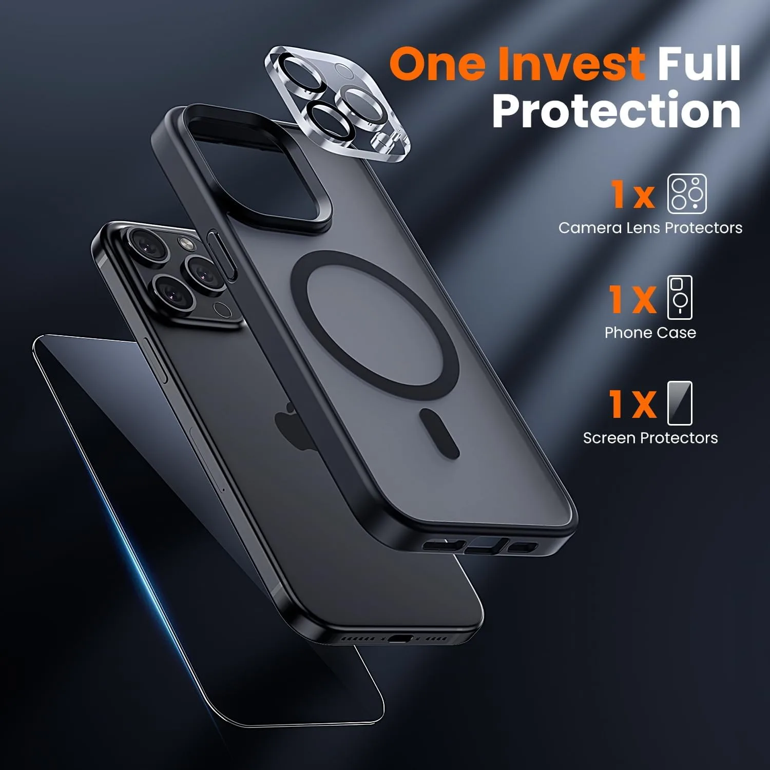 toushion 3 in 1 for iPhone 15 Pro Max Case Matte Black