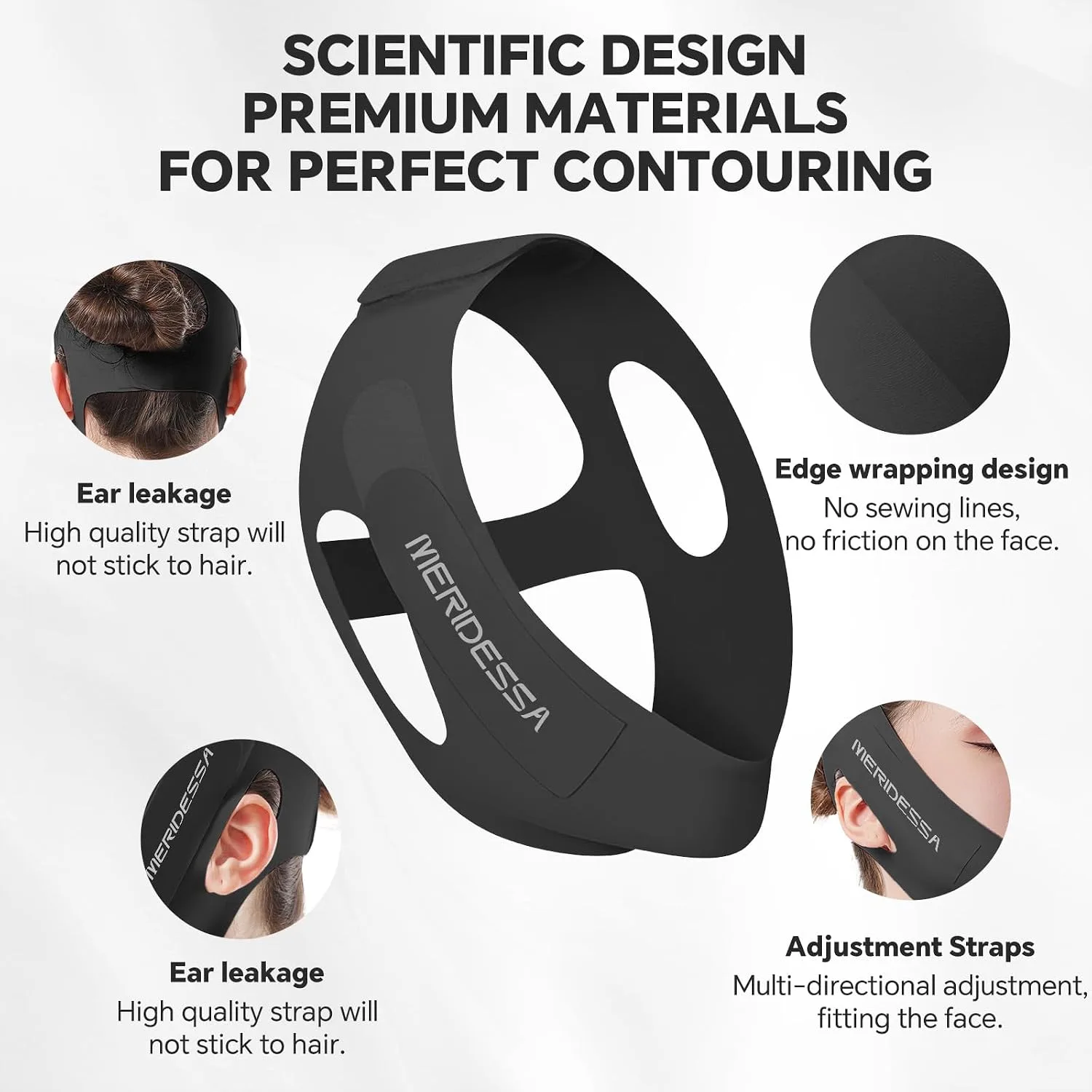 V-Lift Pro V-Line Lifting Face Mask - Anti-Wrinkle & Face Contouring Wearable Band, Double Chin Reducer for Sculpted Jawline, Seamless Design with Breathable Fabric (Black)