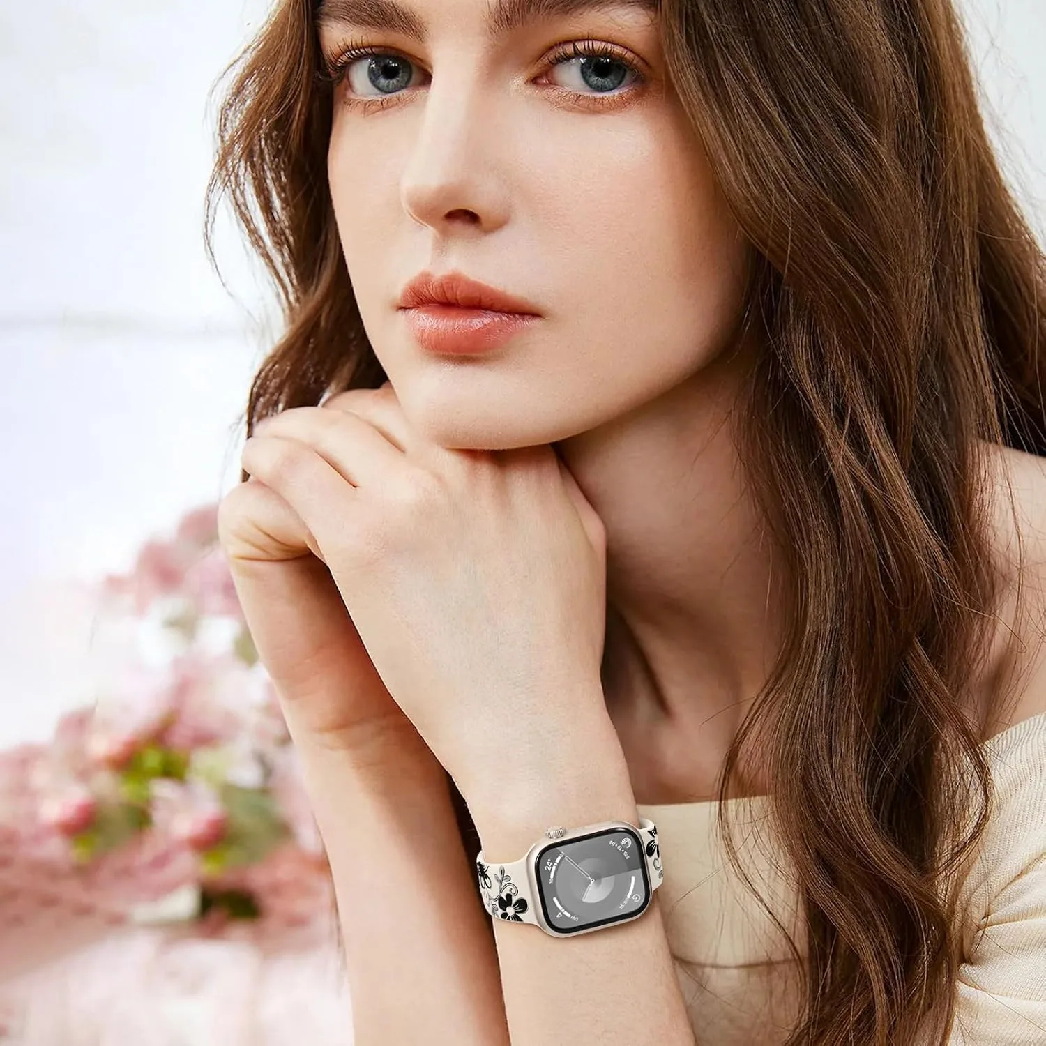 Witzon Floral Silicone Band Compatible with Apple Watch Bands For Women