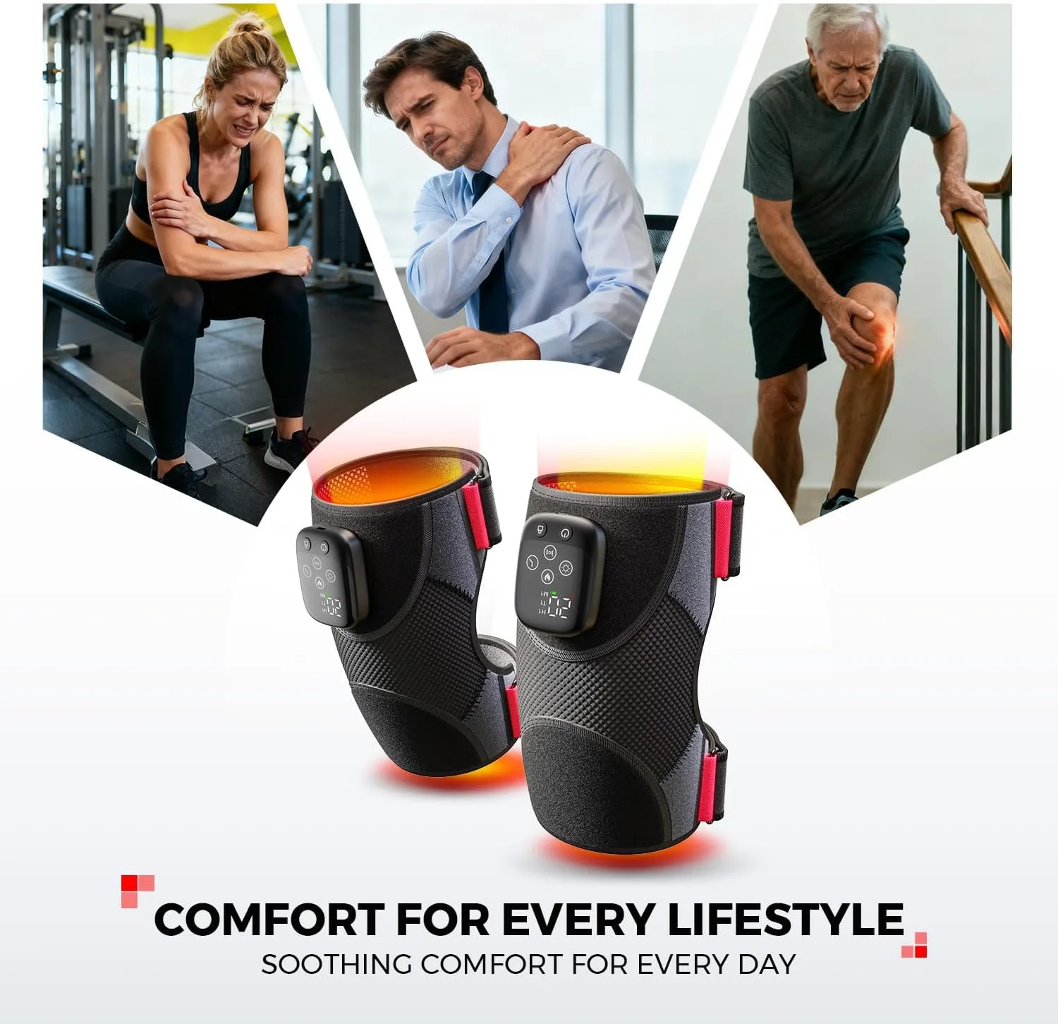 LTW 2 Pack Knee Massager with Heat & Red Light Therapy for Pain Relief