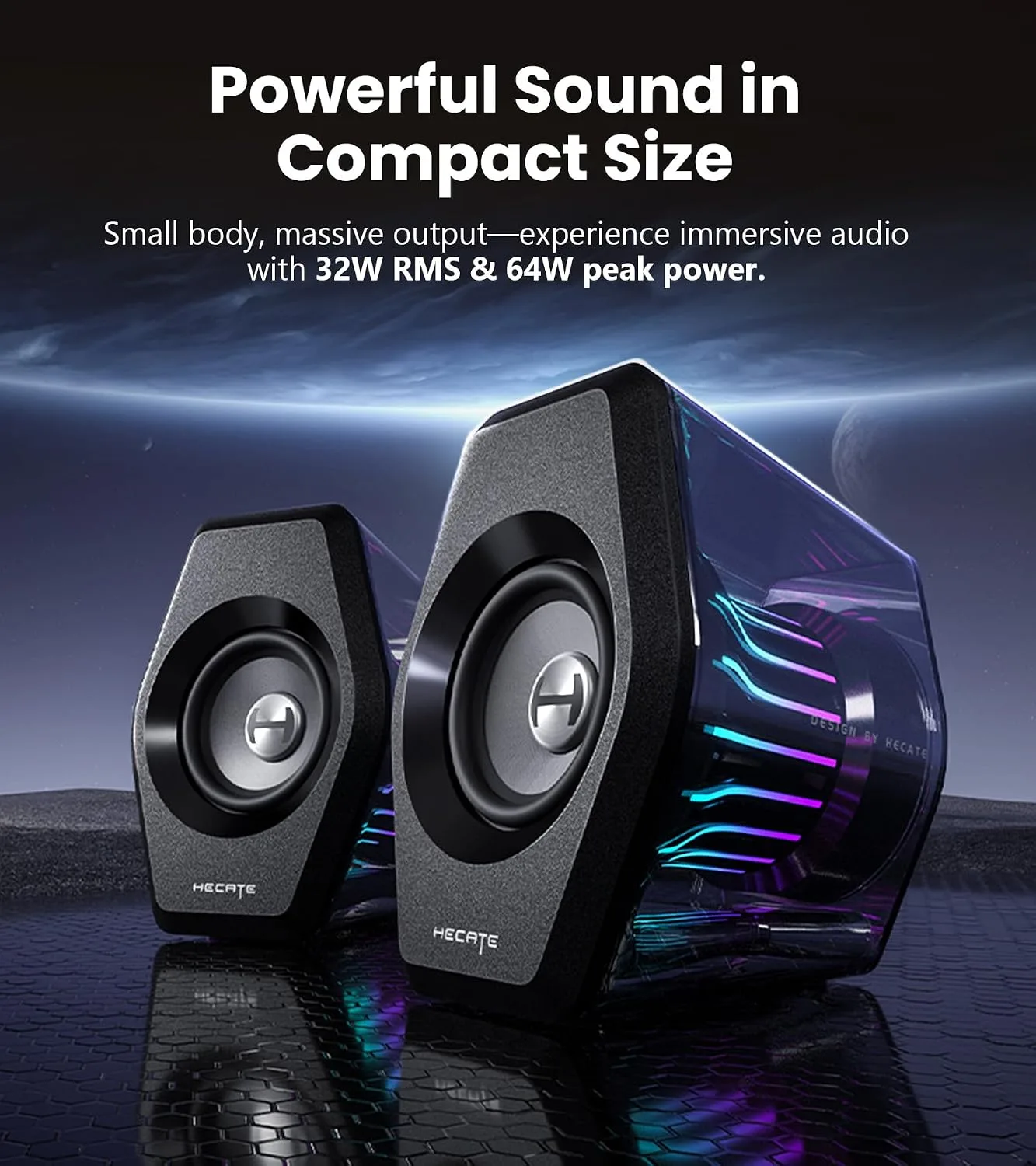 Edifier G2000 Pro 2.0 RGB Gaming Speakers with 64W Peak Power, Black