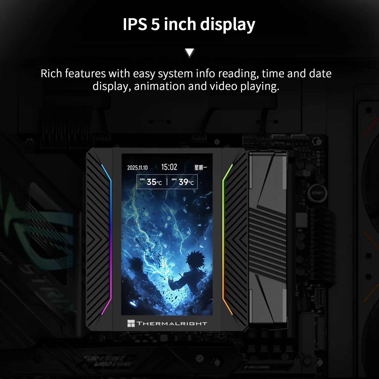 Thermalright TR Peerless Assassin 120 Vision MAX ARGB Black CPU Air Cooler, Twin Tower Radiator 2150RPM,480x854 Resolving Power IPS Screen with 5’’,Computer Cooler for Intel lga1851/1700/115x,AM4/AM5