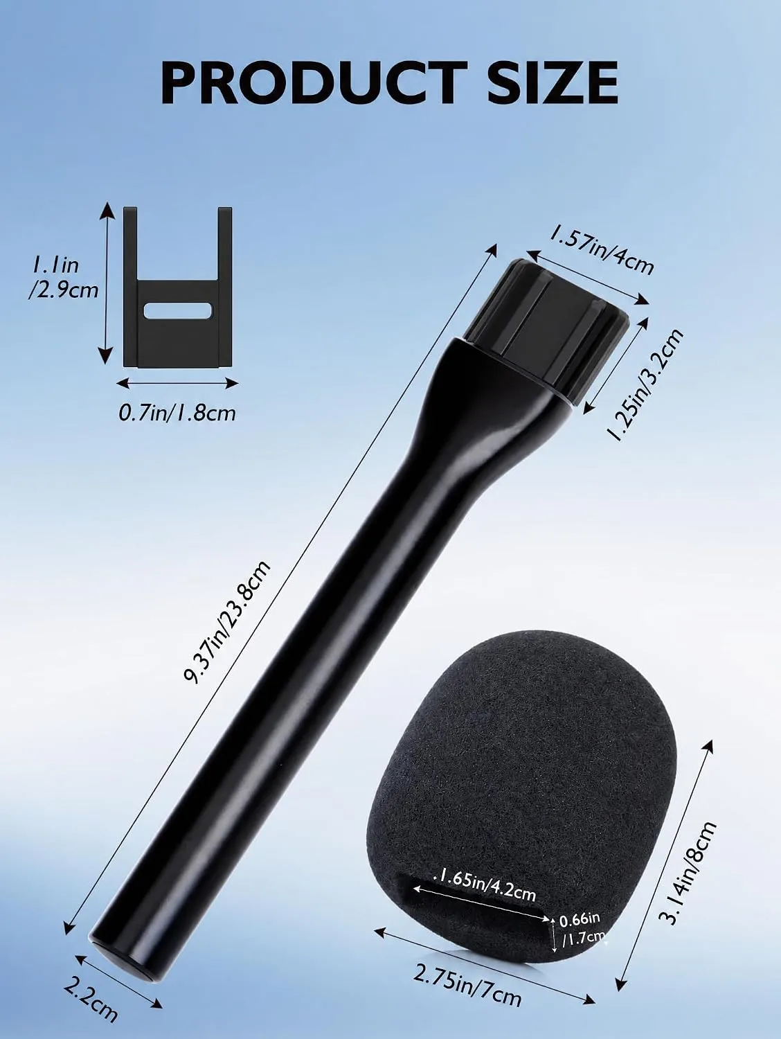 Handheld Wireless Mic Stand with Foam Cover, Interview Microphone Holder Adapter Compatible with Rode Wireless GO, GO II & Wireless PRO, DJI Mic 2, Portable Grip Handle for Vlogging and Recording