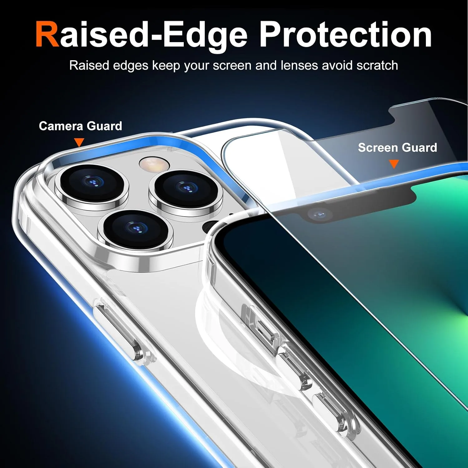 Temdan for iPhone 13 Pro Max Case with Screen Protector Clear