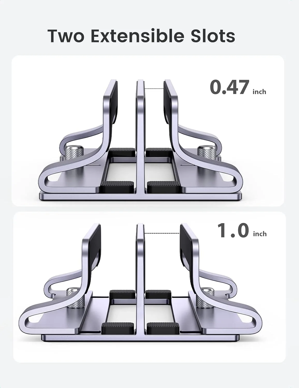 UGREEN 2-Slot Vertical Laptop Stand Holder Desk Compatible with MacBook Pro Air Laptop Stand Desktop Adjustable, Lenovo Ideapad, Surface Book, HP Notebook, Dell Chromebook Up to 17.3 Inch, Space Gray
