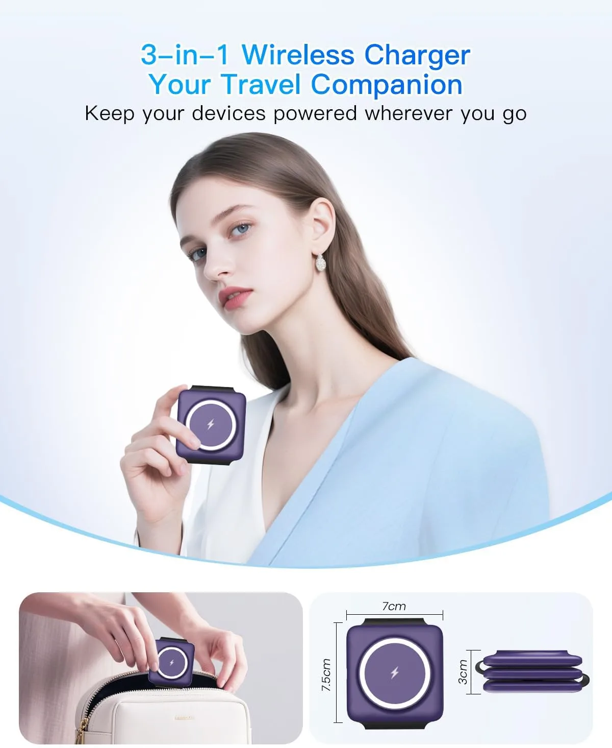 Iseyyox Charging Station for Mag Safe Apple - 3 in 1 Magnetic Foldable Wireless Charger Pad - Travel Charging Mat for iPhone 17 16 15 14 13 12 Pro Max Plus Watch & Airpods