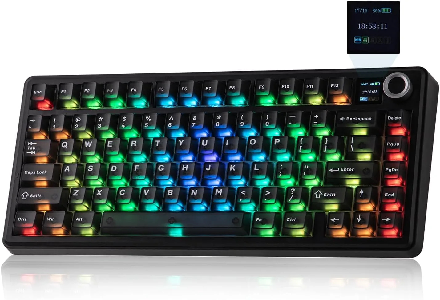 Teclado mecánico gamer Epomaker X Aula F75 MAX inalámbrico con pantalla TFT y perilla, diseño 75% compacto, hot swappable