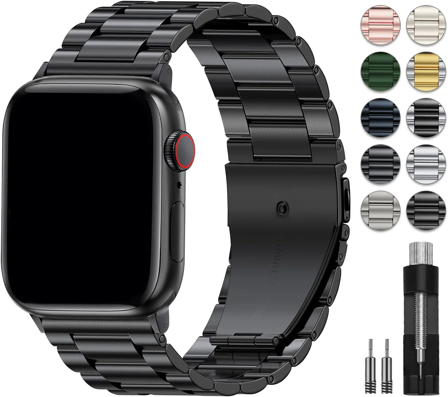 Correa metálica Epuly compatible con Apple Watch 42/44/45/46/49mm