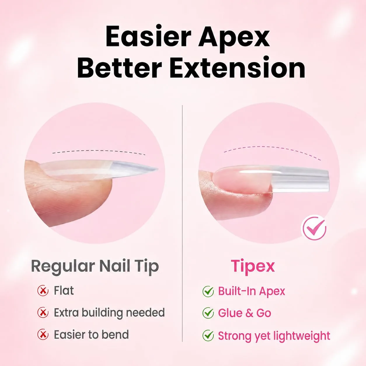 Beetles Tipex Instant Apex Nail Tips Kit, Long Square, 224pcs 16 Sizes