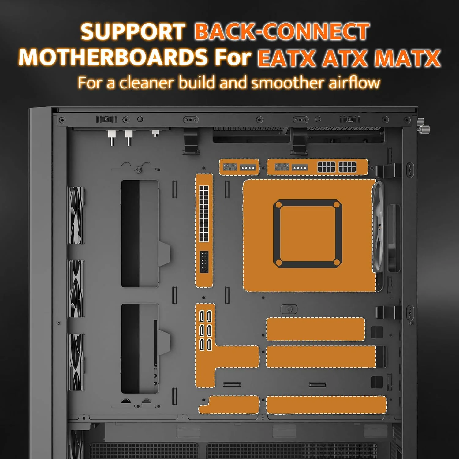 darkFlash AIR NOVA Full Tower E-ATX PC Case, Six-Sided Ventilated Gaming Case, Up to 420mm Radiator, Vertical GPU Mount, Back Connect, Type C, High Airflow, 7 x PWM ARGB Fans Included (Black)