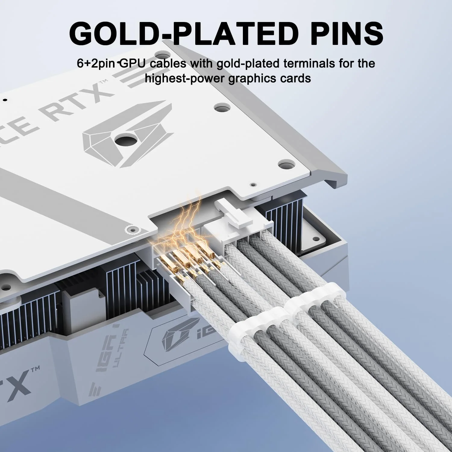 Sirlyr Gray/White PSU Extension Cables,24/8Pin Pre-Install Combs