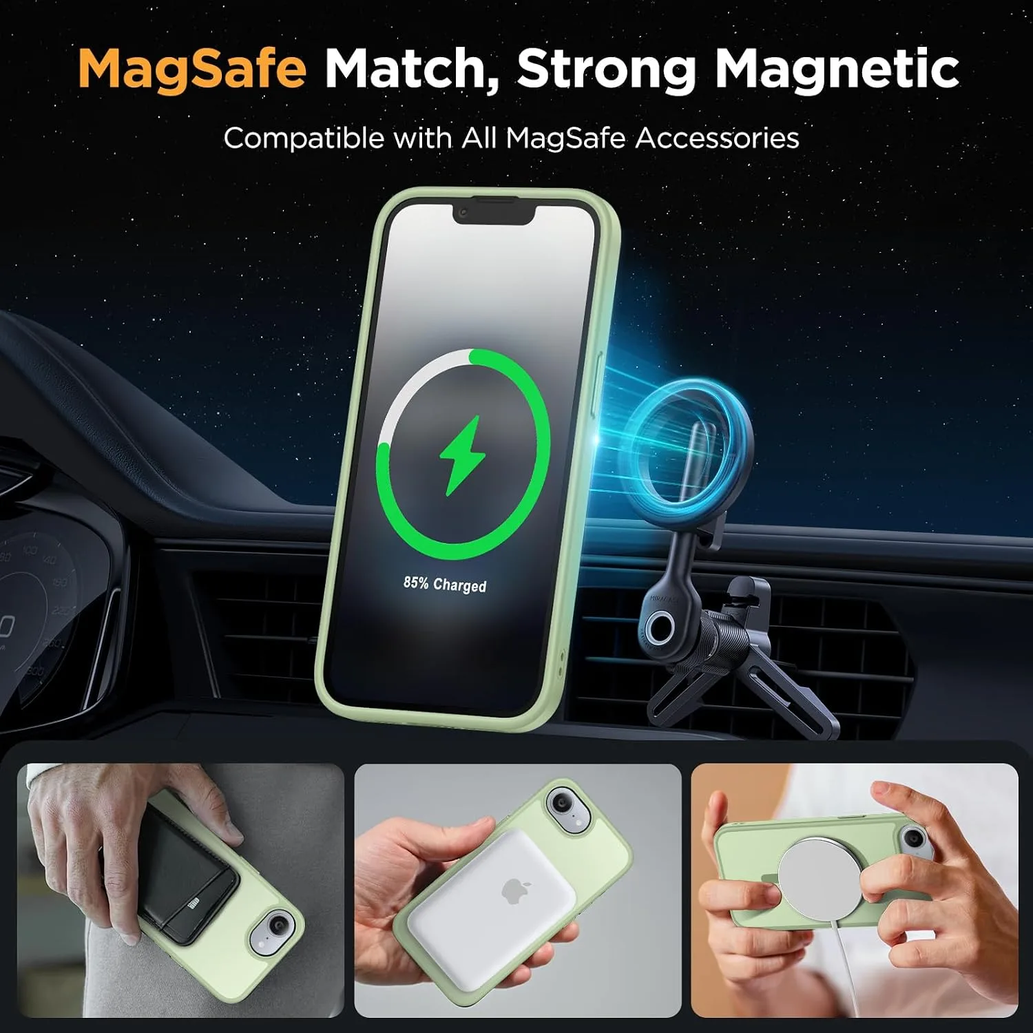 Miracase for iPhone 16e case & iPhone 17e Case for MagSafe [with 2×9H+ Screen Protectors] TOP Military-Grade Protection Shockproof with Velvet Touch for iPhone 16e/17e Phone Case 6.1", Light Green