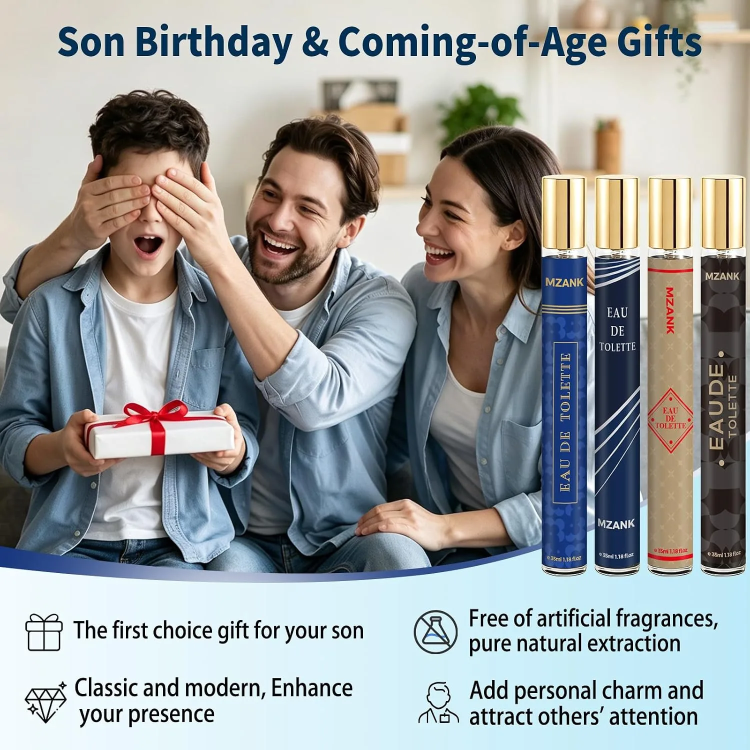 MZANK Cologne for Men, 4 Pack Perfume for Him, Mens Cologne Sampler Sets, Travel Size Perfume, Eau de Toilette, Body Spray Long Lasting Gifts for Him Birthday Anniversary Valentines Christmas