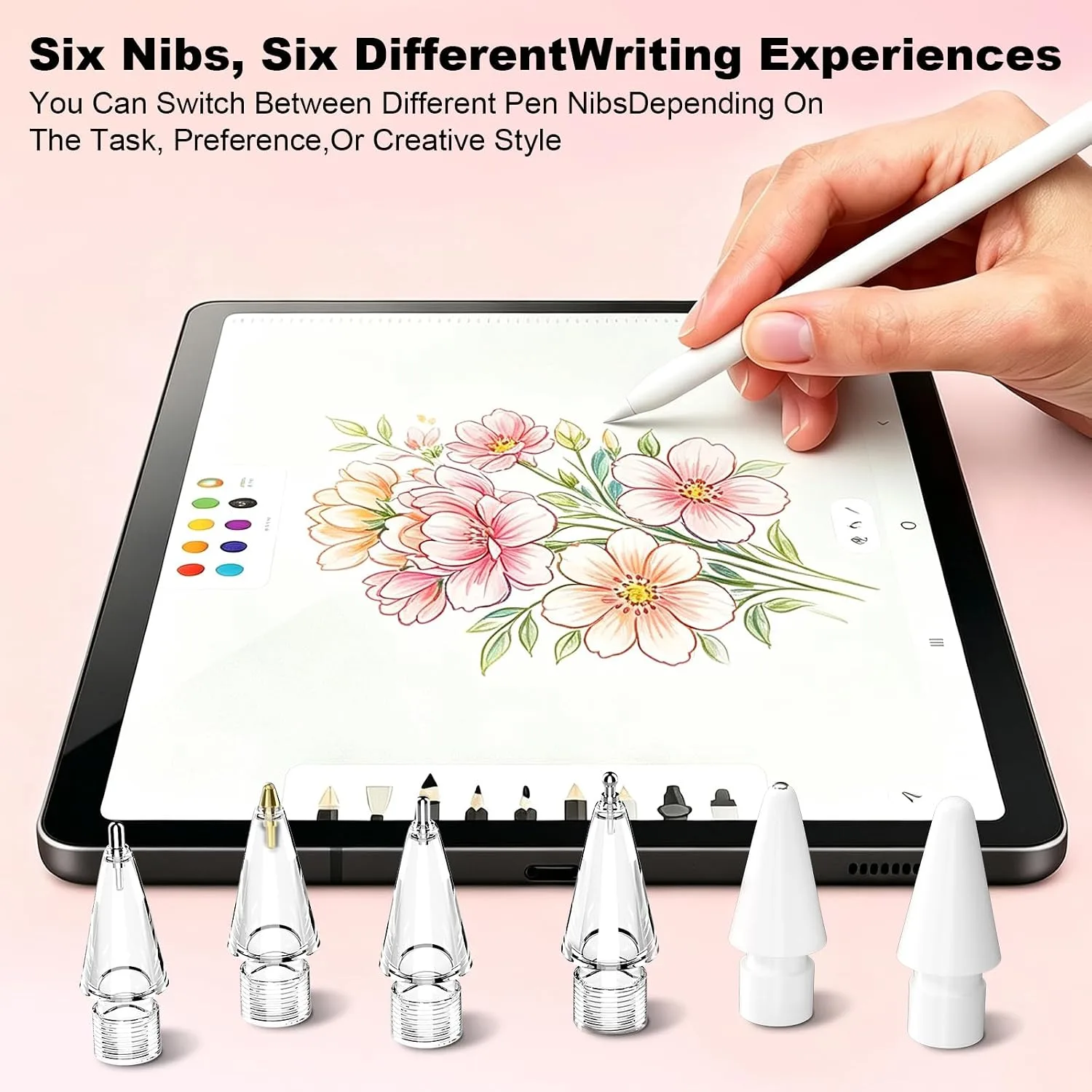 6 Pack Replacement Pencil Tips with Case for Apple Pencil Pro/2nd/1st/USB-C