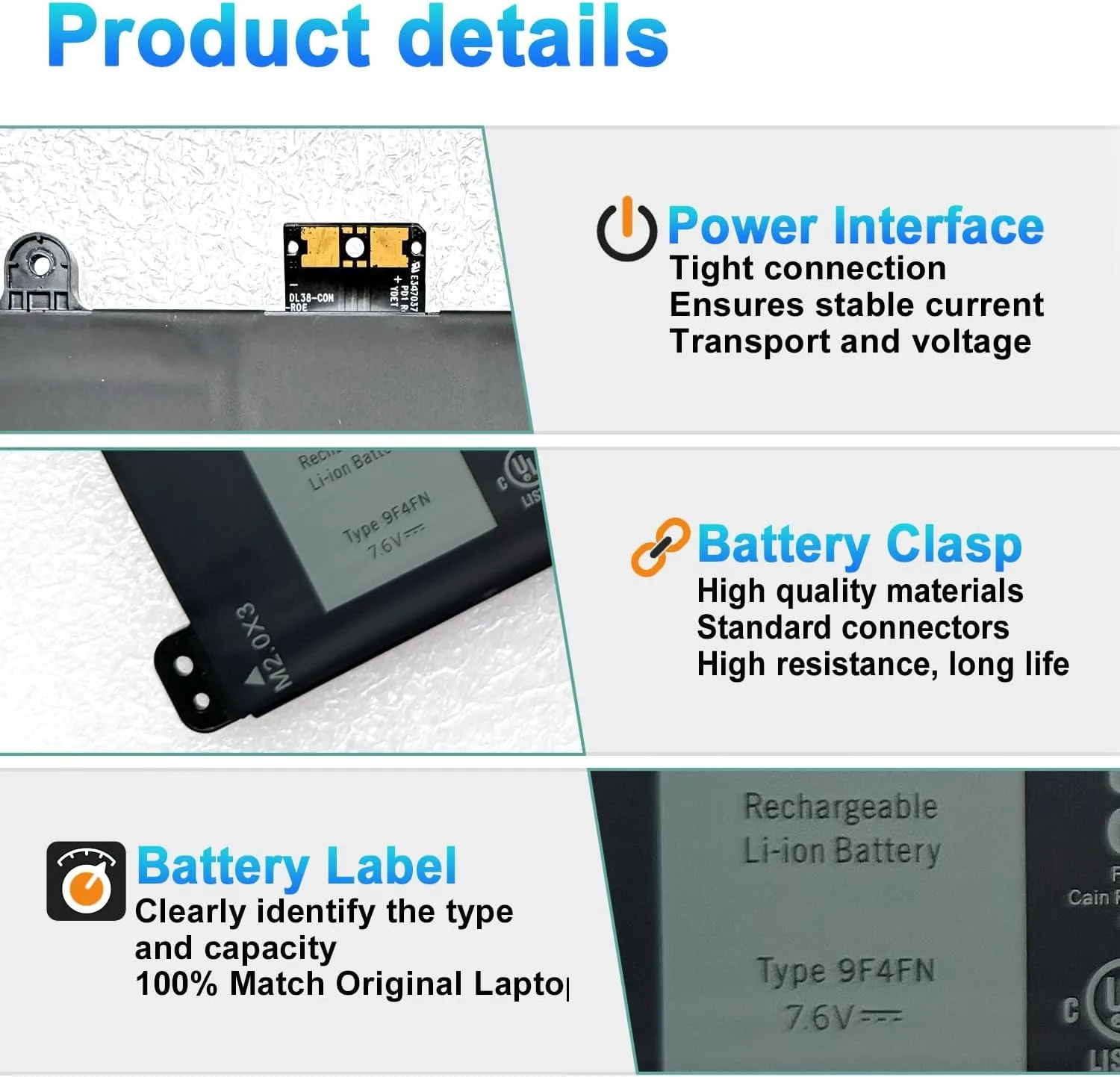9F4FN 40Wh Battery for Dell Latitude 7320 Detachable(P131G)
