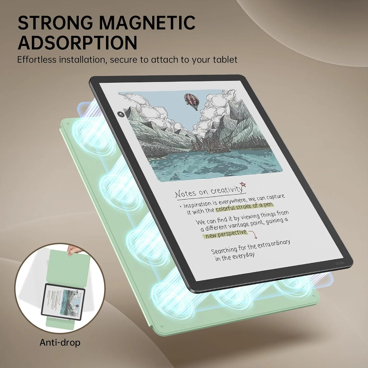 MoKo Magnetic Case for 11" Kindle Scribe 3rd & Colorsoft 1st, Green