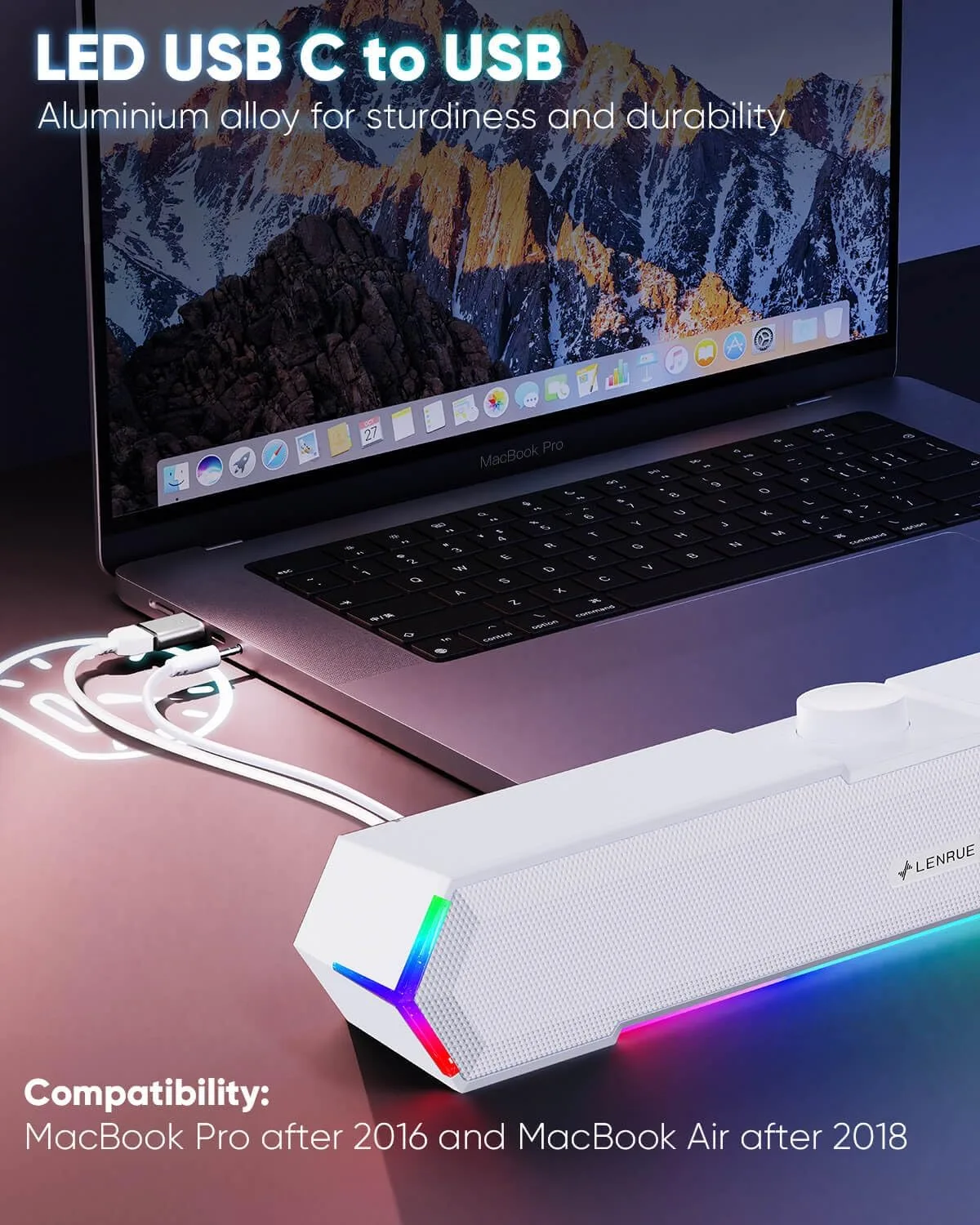 LENRUE G11 Computer Speakers for Desktop, Touch Lights PC Speakers with Surge Clear Sound, USB C/USB Powered, AUX Audio for Computer Desktop PC Laptop Desk