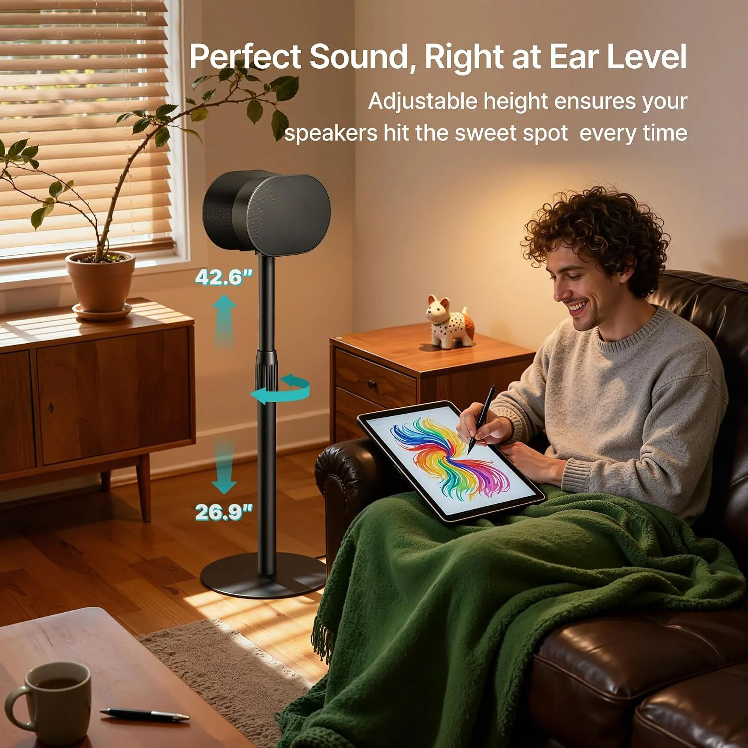 26.9"-42.6" Speaker Stands Compatible with Sonos Era 300 and 100, 2 Pack