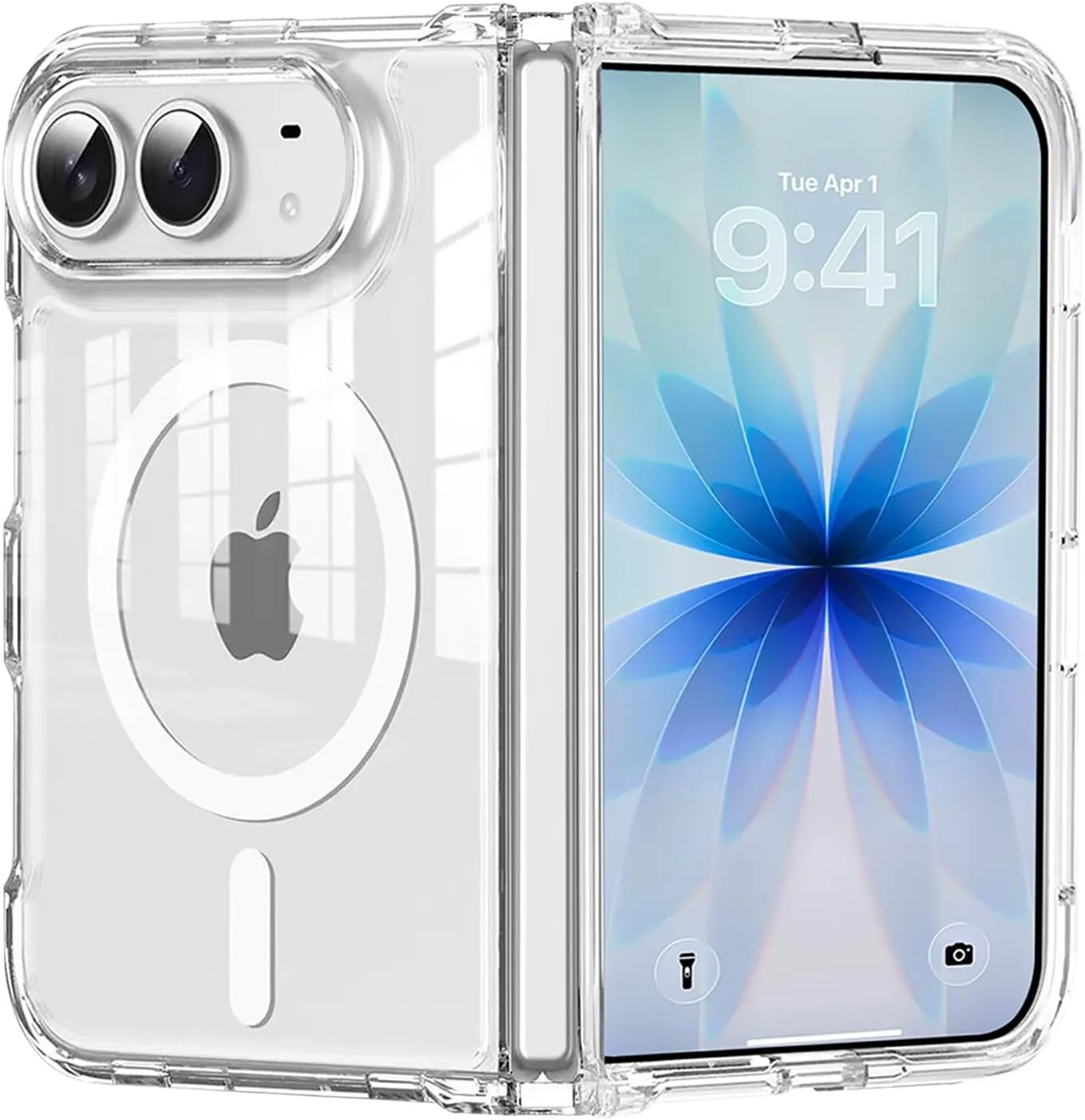 for iPhone Duo Case Clear for Fold 1st Gen 2026, Anti-Yellowing Clear Magnetic Slim Phone Cover Compatible with Magsafe