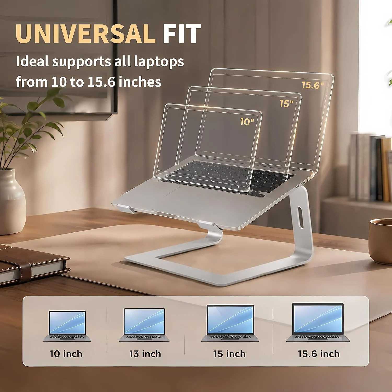 Orionstar Ergonomic Laptop Stand, Aluminum Riser, 10-15.6",Silver