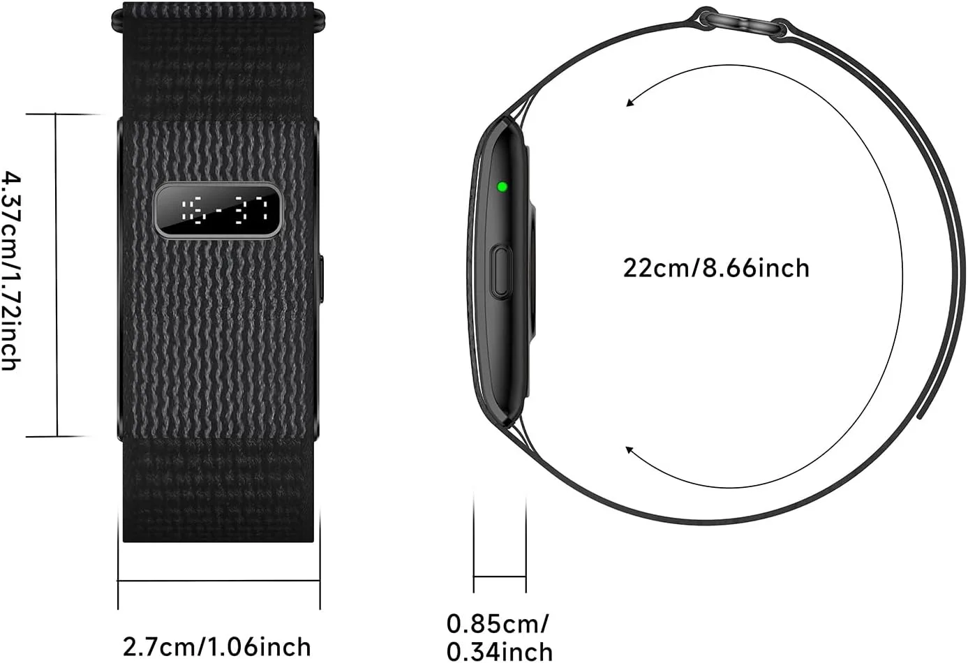 50+ Days Battery Life Fitness Tracker with Micro LED Display (Black)