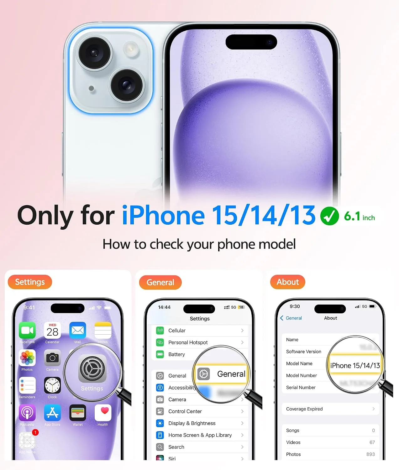 FNTCASE for iPhone 15/14/13 Case, Fit for Magsafe, Light Purple