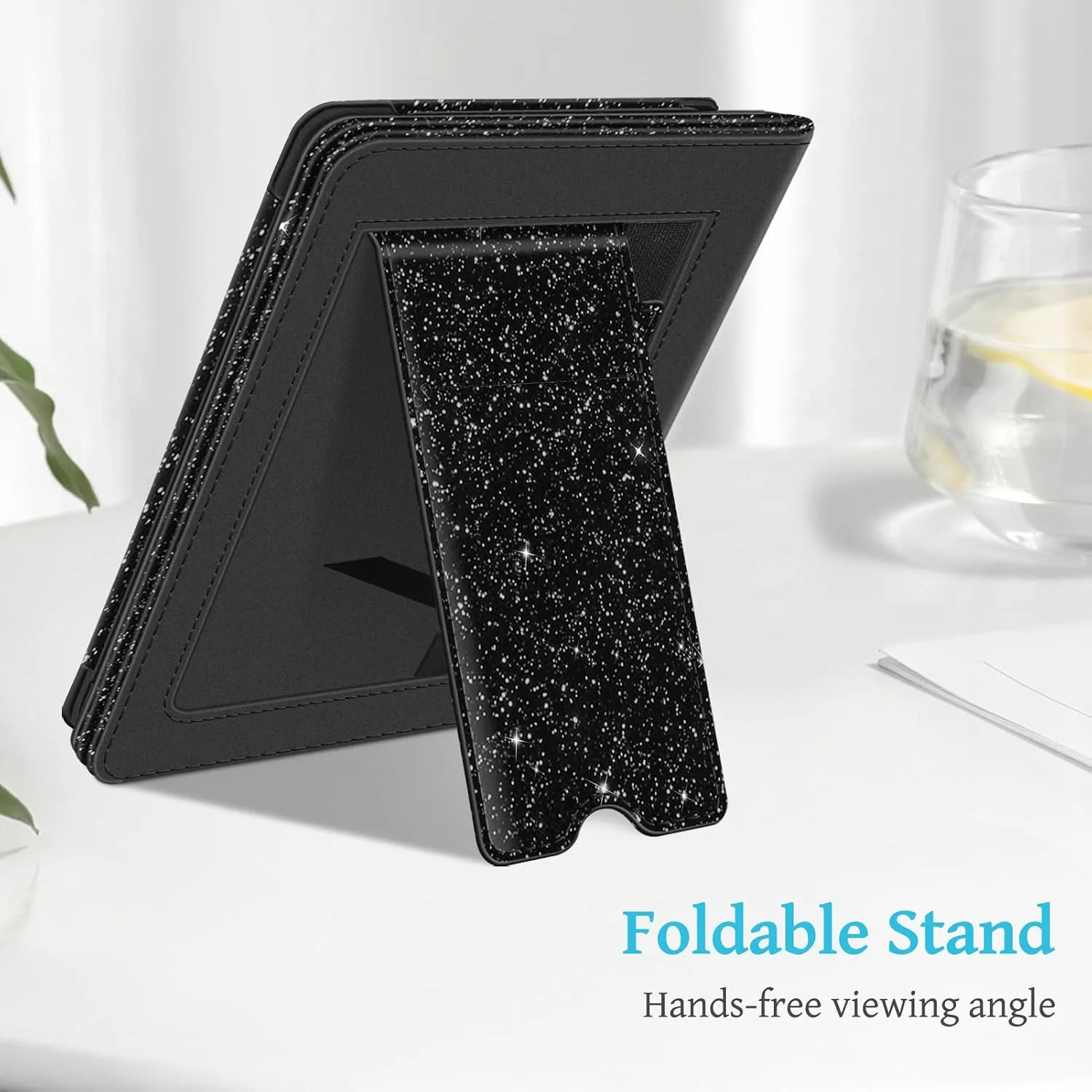 Fintie Stand Case for 6" Kindle 11th Generation 2024/2022, Black Glitter