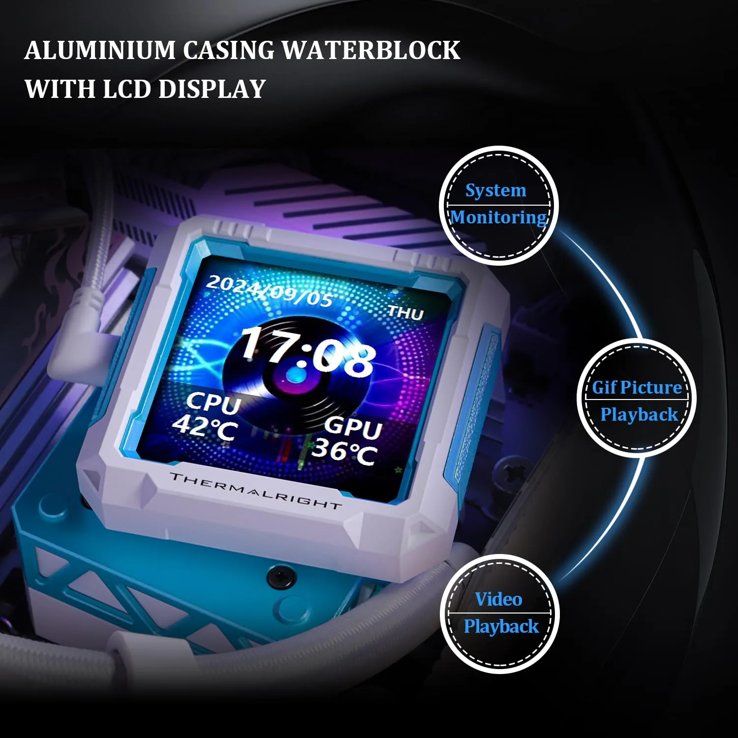 Thermalright FW PRO 360 ARGB White CPU AIO Cooler,IPS LCD Screen with 320 * 320 Resolution,for AM5&Intel 1700/1851,High-Performance 360 Specs Water-Cooled with 2.73in Removable Display