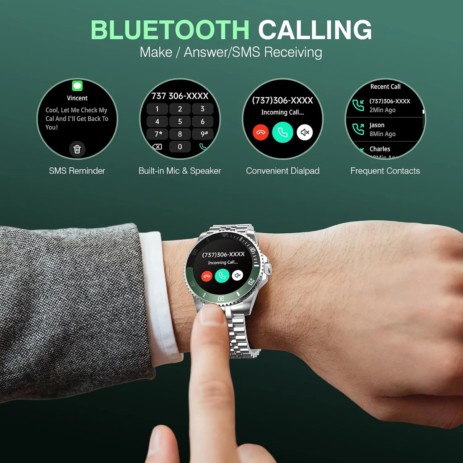 GPT Smart Watch for Men with Bluetooth Call, Fitness Tracker, IP67, 44mm