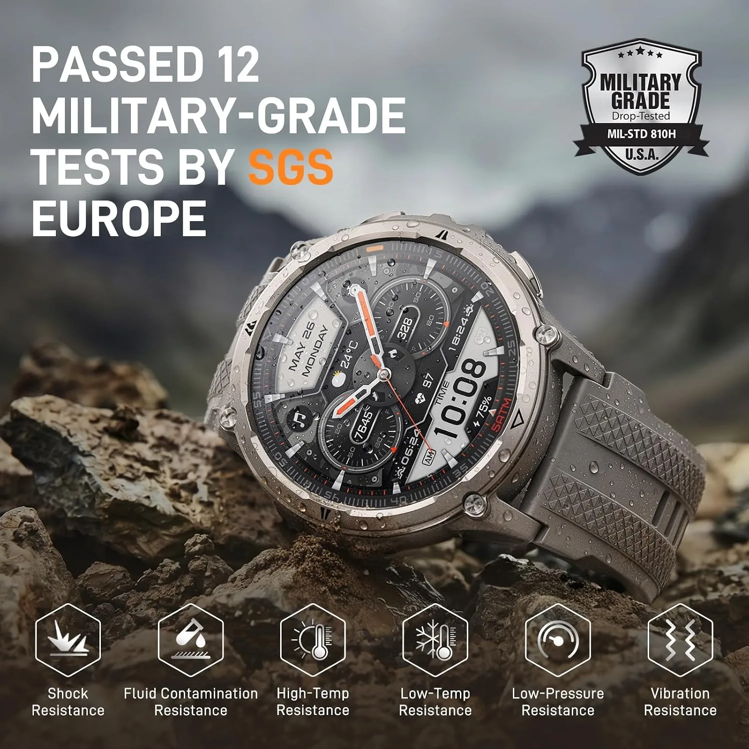 KOSPET ORB 2 Rugged Smart Watch, 5 ATM & IP69 Waterproof, Dual-Band GPS