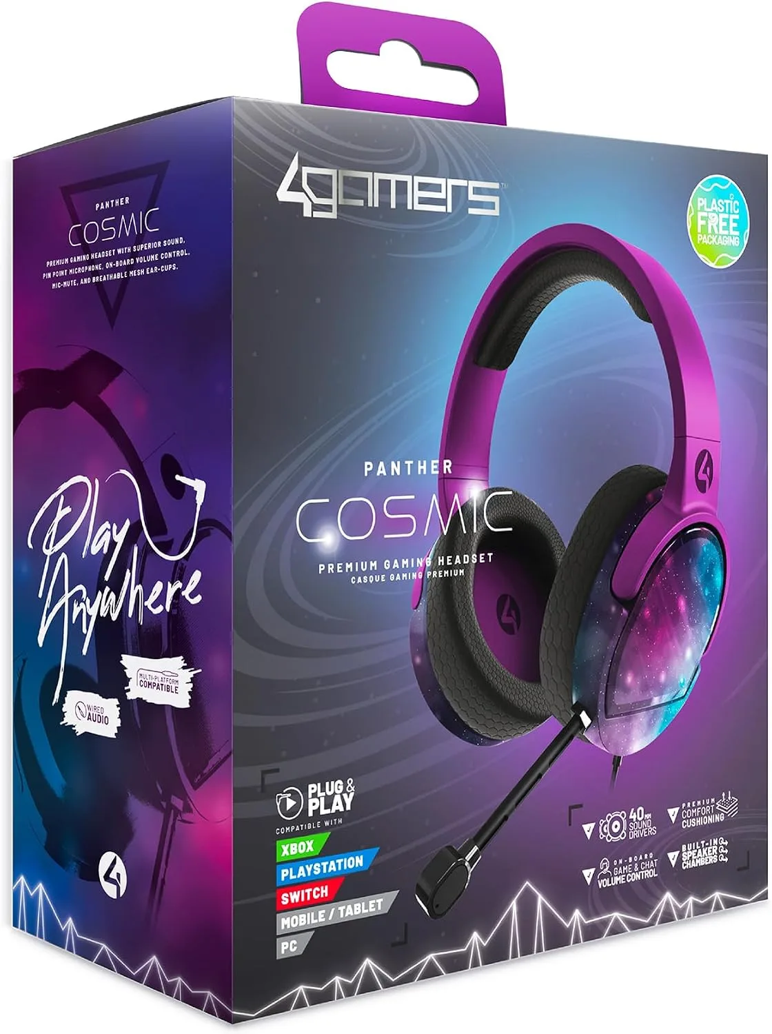 4Gamers Panther Gaming Headset Cosmic, Multi-Format Compatible