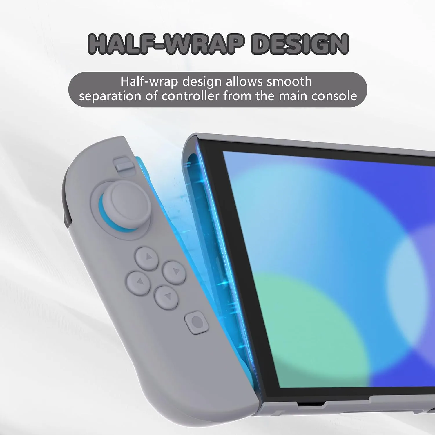 PlayVital Hard Case for Nintendo Switch 2 with Extra Stand & Thumb Grip Caps | Split Design, Dockable Protective Full-Body Shell Cover for Nintendo Switch 2 | Solid Color Series, New Hope Gray