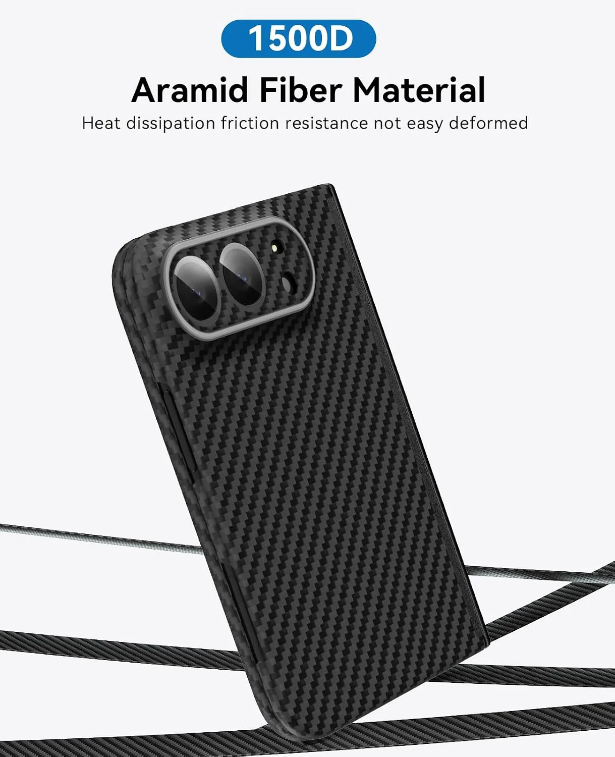 memumi Aramid Fiber Case for iPhone Duo, Ultra-Thin/Hinge Protection Black