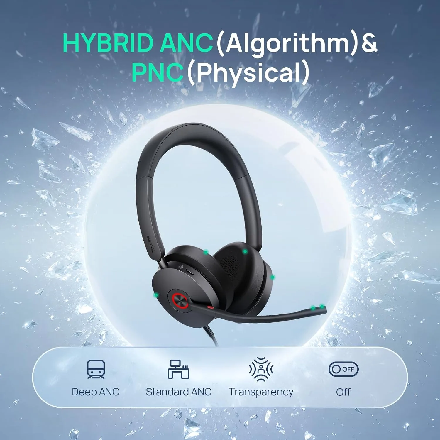 Yealink UH48 ANC Wired USB-C/A Headset,6 AI Noise-Canceling Microphones