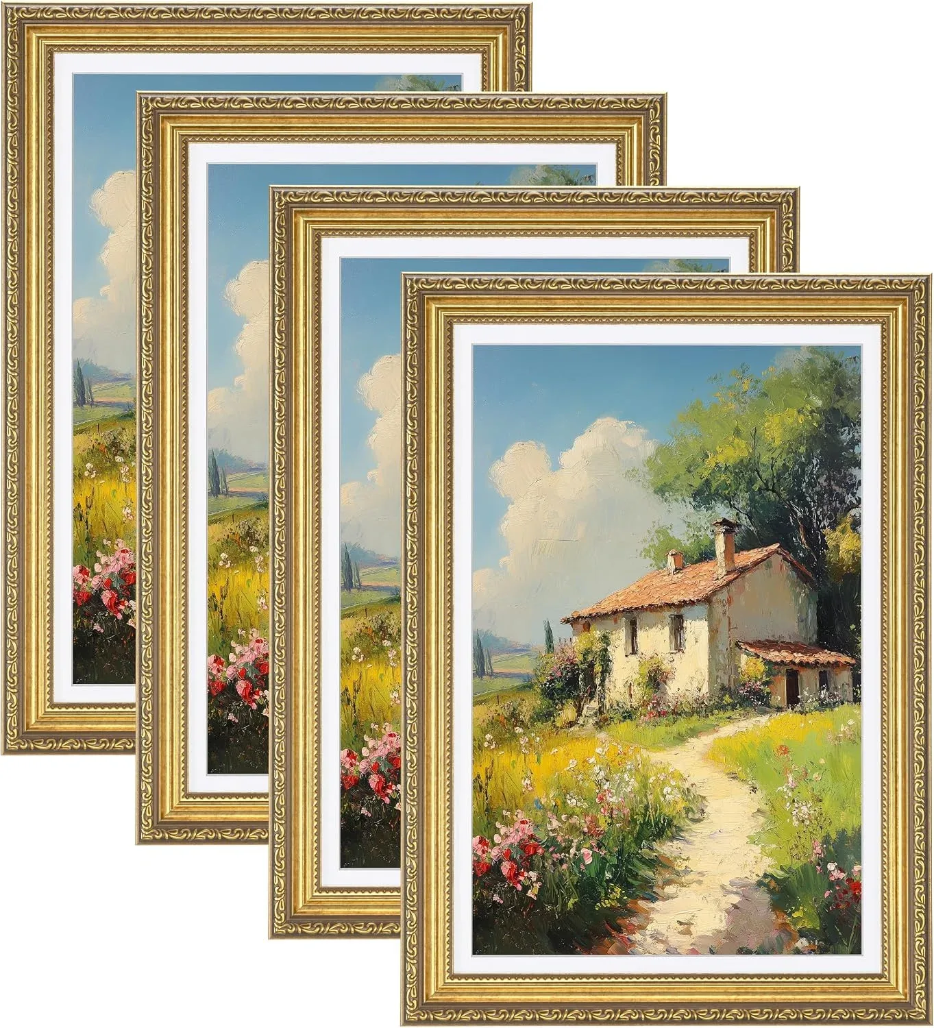 eletecpro 12x18 Picture Frames Set of 4 with Clear Acrylic Cover, Gold